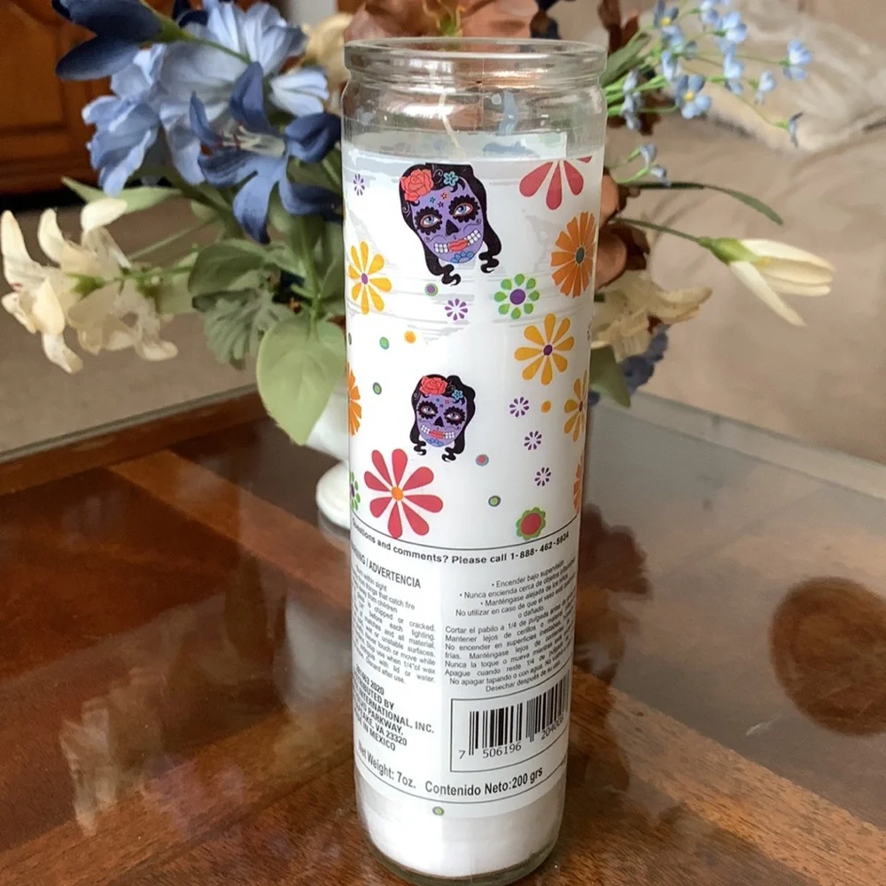 Dia de Muertos Candle 8” Day of The Dead Holiday Mystic Sugar Skull Halloween 🆕